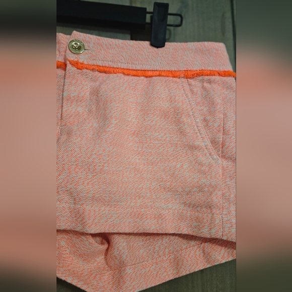 LILLY PULITZER 3" Walsh Textured Shorts In Coral/white. Fringe Detail. Size 4 - Picture 13 of 14